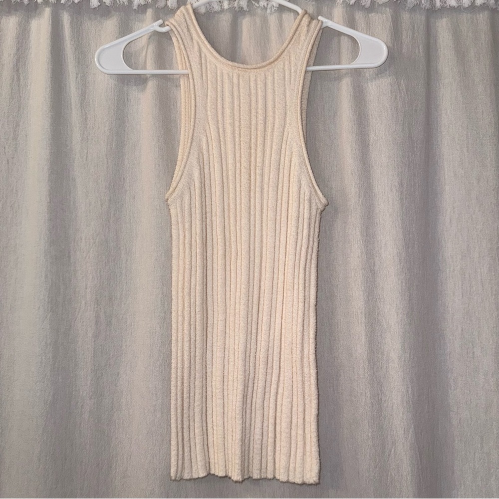 Anthropologie Ivory Ribbed Tank Top - Picture 2 of 6